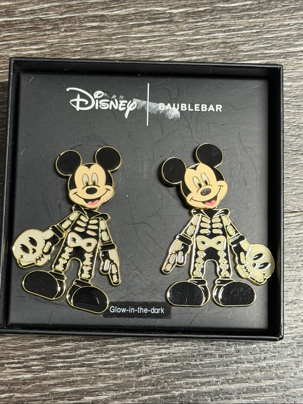 Disney Glow-In-The-Dark Mickey Skeleton Earrings New